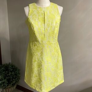 RIVER ISLAND woman’s NEON YELLOW floral LACE shift dress size 36 euro stretch